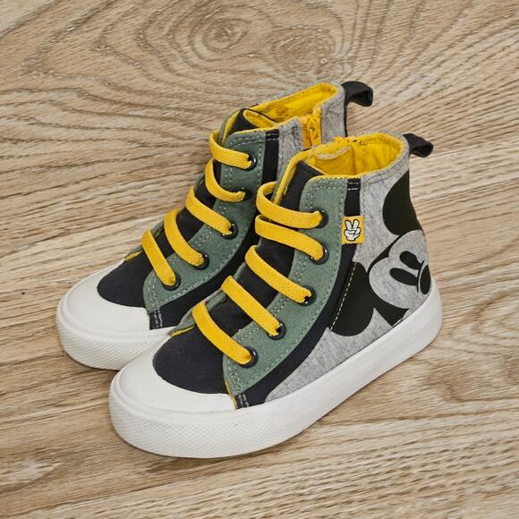 Disney Mickey Mouse High-Top Sneakers for Kids Toddler Size 7 Side Zipper - Picture 1 of 10